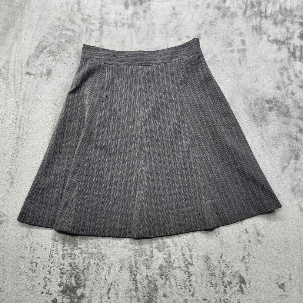 Vintage 90s Covington Skirt Womens 12 Gray Blue Pin Striped A-Line Preppy Office